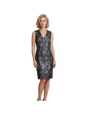 Lavender Label Vera Wang Black Gray Bubble Sheath Cocktail Dress 2 Classic